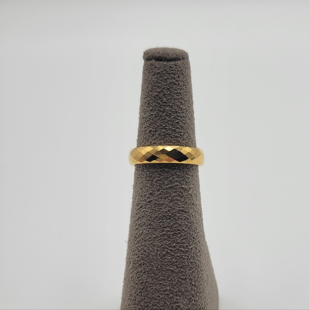 Unisex Small Gold Tone Tungsten Carbide Dainty Band Ring Size 5